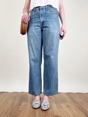 Vintage Y2K 90s Carpenter Jeans Denim High Rise Full Length Straight Wide Leg